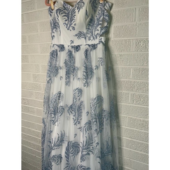 Blondie Nights Strapless Glitter Mesh Evening Dress - Picture 4 of 9